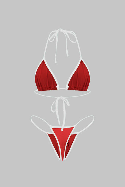 Nakışlı Kontrast Bikini Takımı
