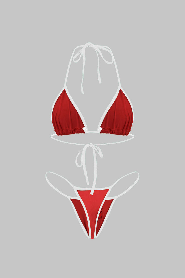 Nakışlı Kontrast Bikini Takımı