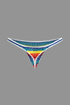 Gökkuşağı Desenli Şeritli Tığ İşi Bikini Takımı