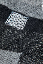 Kontrast Uzun Kollu Yuvarlak Yaka Açık Örgü maksi Elbise