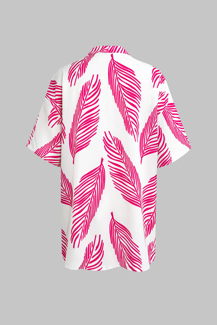 Yaprak Desenli Büzgülü Şort Takımı