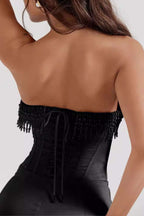 İnci Örgülü Kuşgözü Korse Midi Elbise