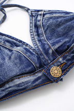 Kot Görünümlü Bağlamalı Bikini Takımı