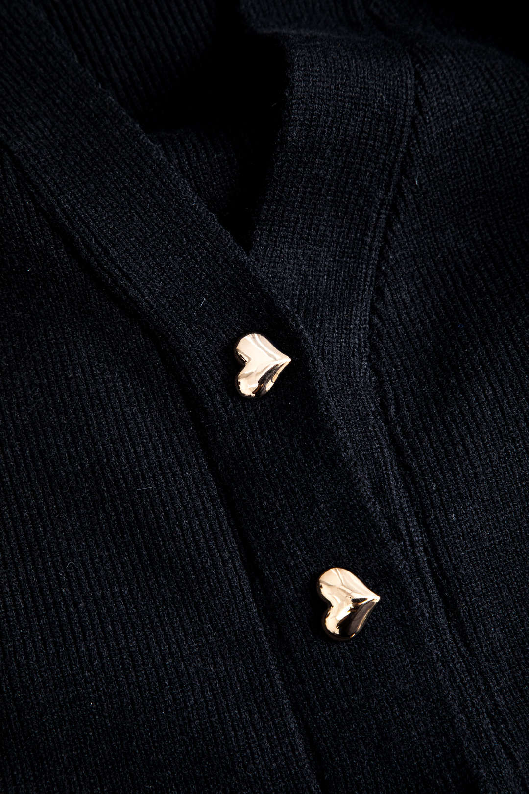 Kalp Düğmeli Balon Kol Kazak Hırka