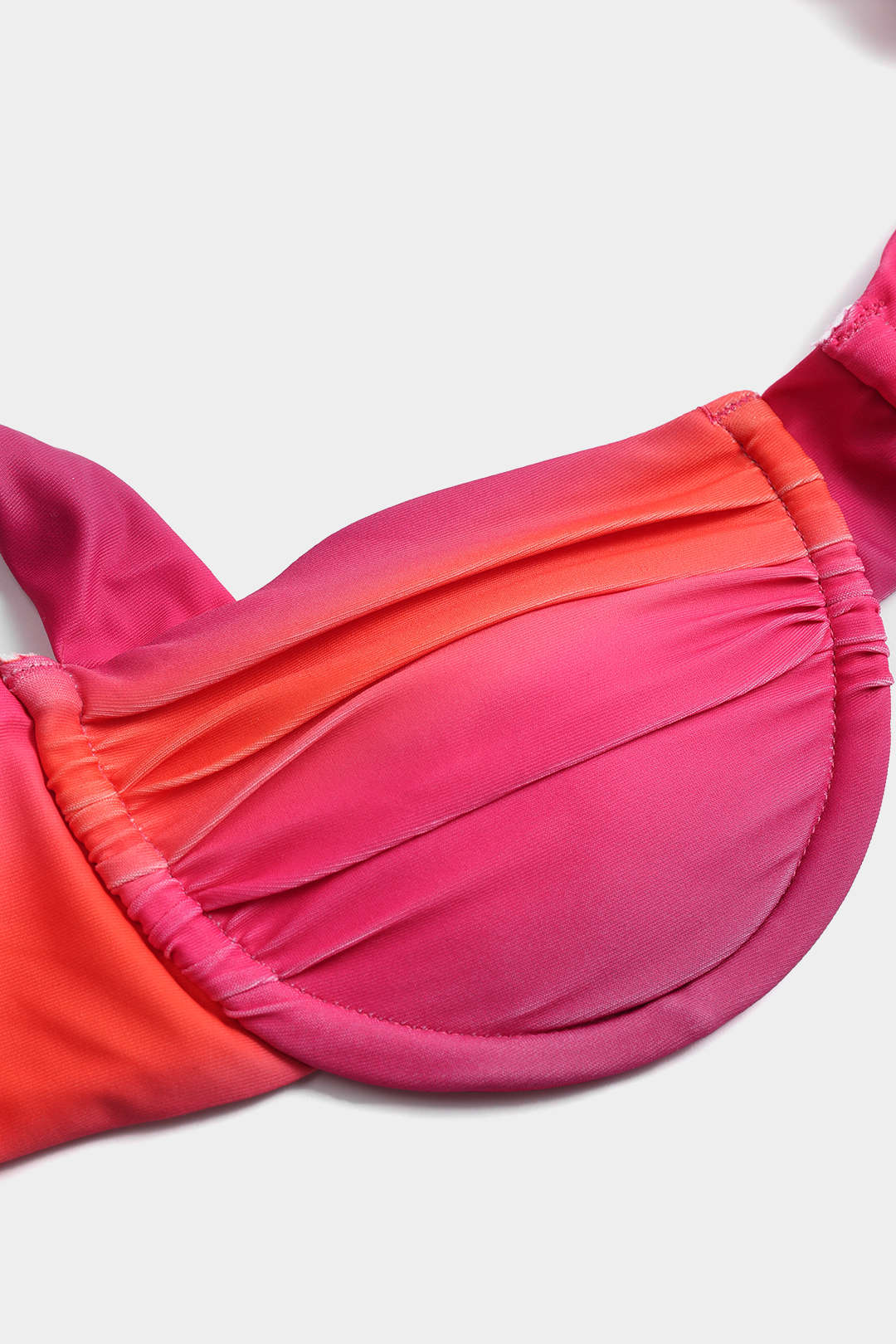 Ombre Desenli 3D Çiçek İnci Detaylı Büzgülü Bağlamalı Bikini Takımı