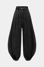 Yüksek bel lastikli Denim Barrel Kot