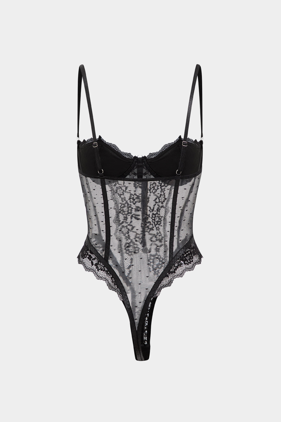 Dantel Sırt Açık Bustiyer Korsaj Askılı Bodysuit