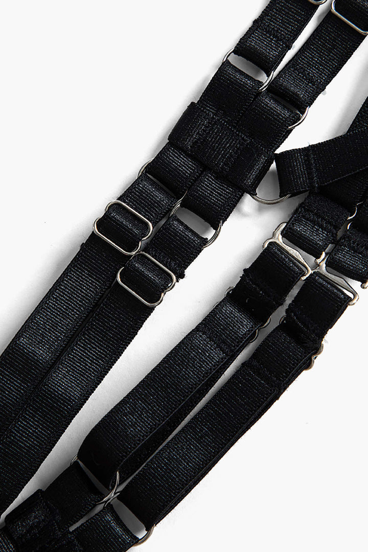 Leopar Desenli Sırt Dekolteli Kuşaklı İç Giyim Garter Seti