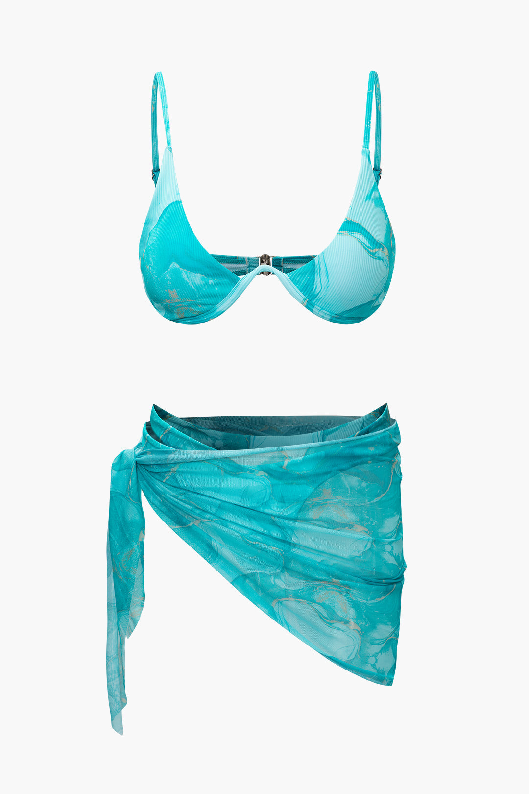 Baskılı Bikini ve Mayo Eteği Pareo Takımı