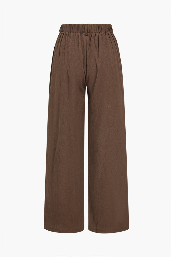 Basic Katı Dantelli Geniş Paça Pantolon