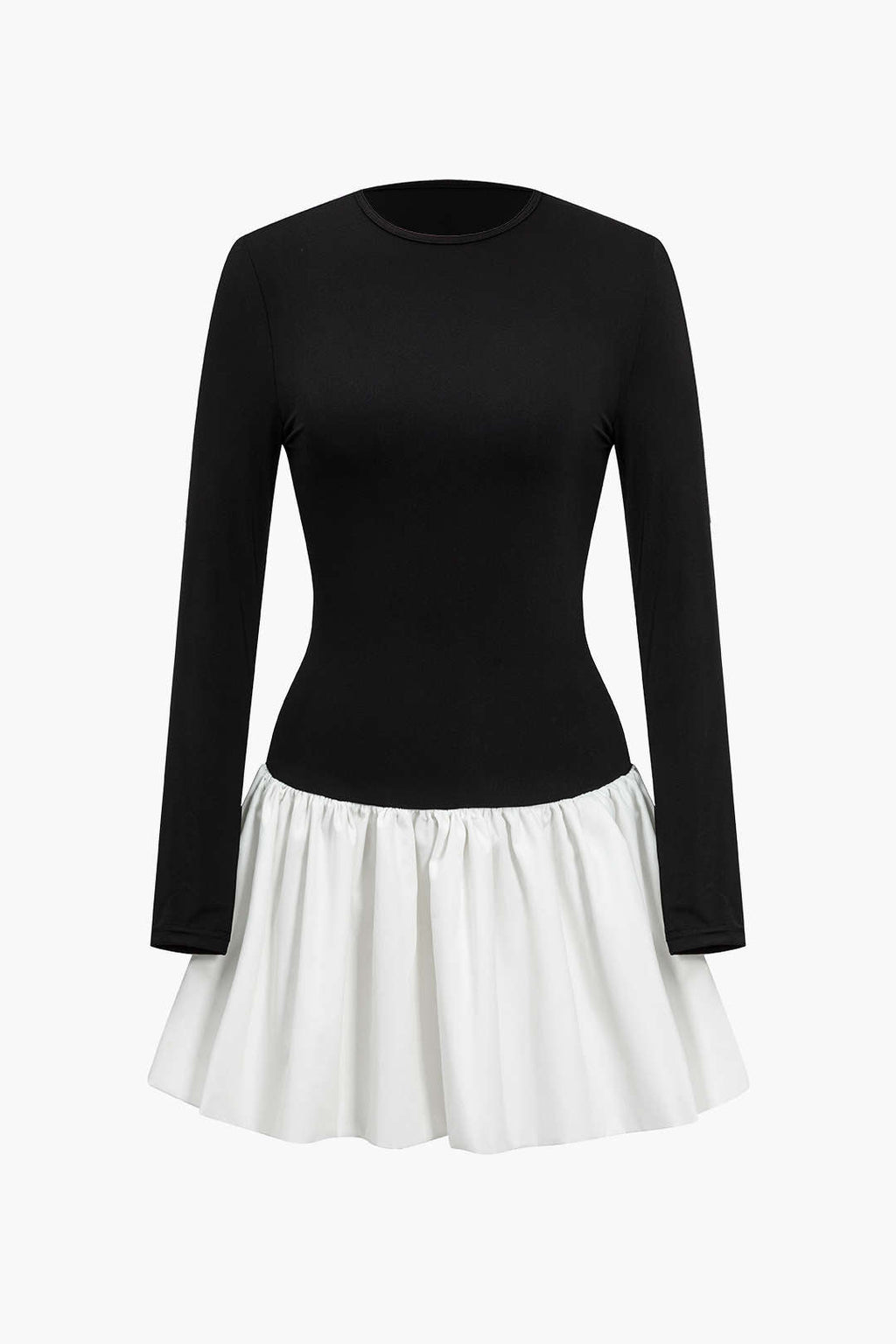 Patchwork Uzun Kollu Mini Elbise