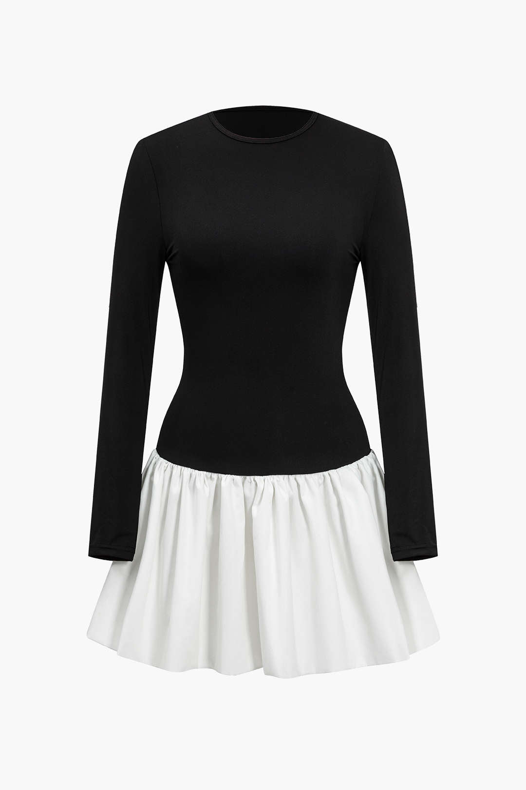 Patchwork Uzun Kollu Mini Elbise