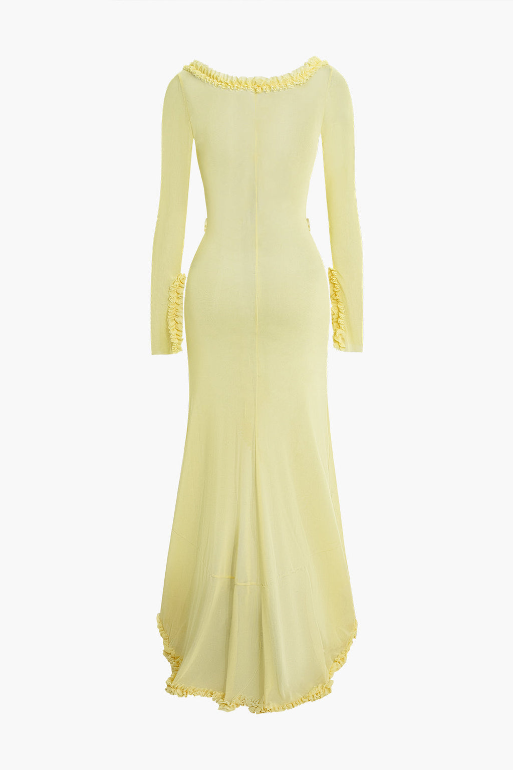 Fırfırlı Dantelli Kesilmiş maksi Elbise