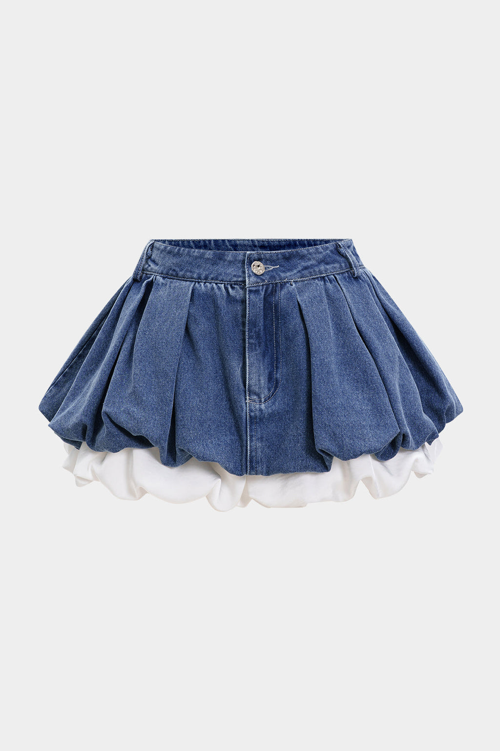 Denim Patchwork Kemerli Şort
