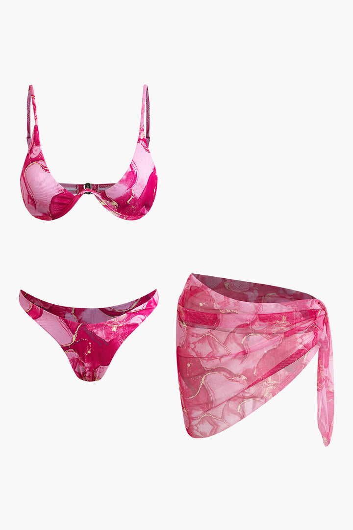 Baskılı Bikini ve Mayo Eteği Pareo Takımı