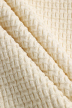 Örgü Zincir Düğmeli Uzun Kollu midi Elbise