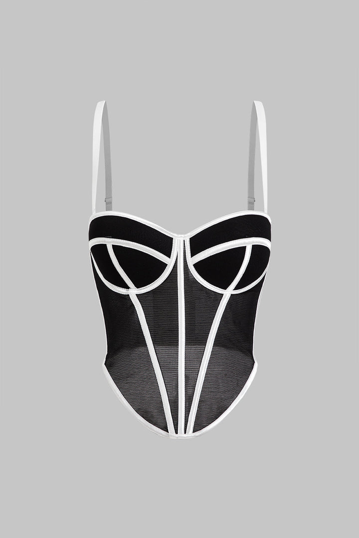 File Elbise Düğmeli Korse Bel Askılı Üst