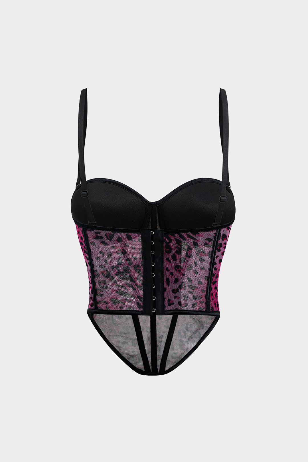 Leopar Desenli Şeffaf File Korse Elbise Üstü