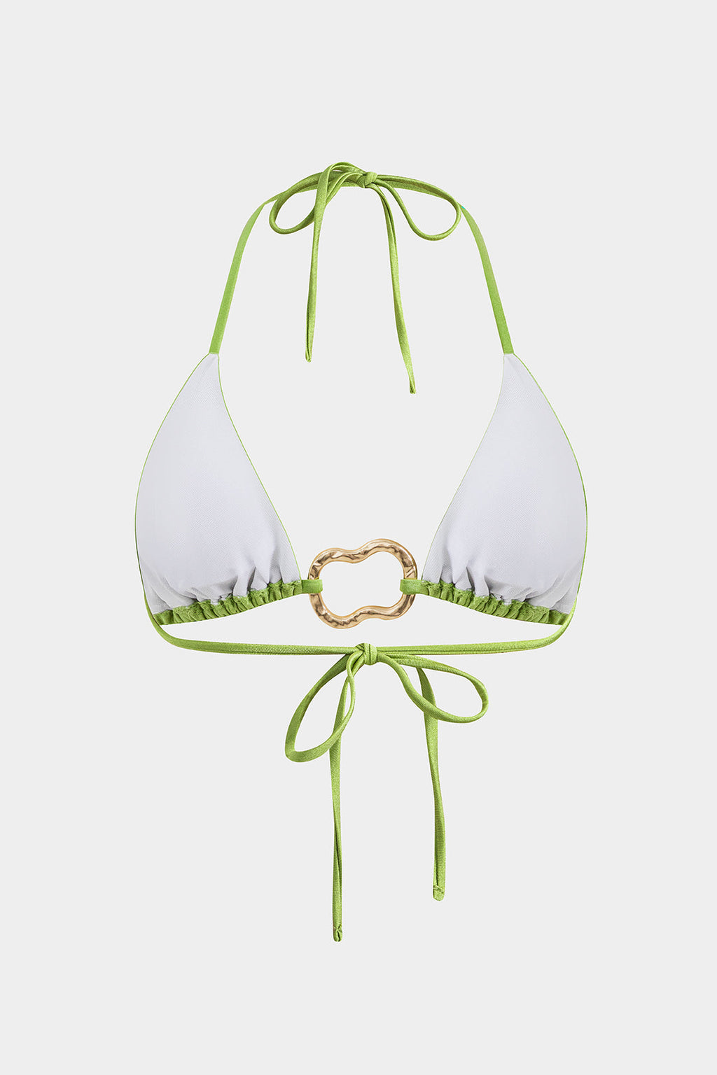 Metalik Büzgülü Bağlamalı Sırt Dekolteli Bikini Takımı