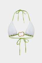 Metalik Büzgülü Bağlamalı Sırt Dekolteli Bikini Takımı