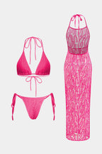 Halter Yaka Bikini ve Mayo Eteği Pareo Takımı
