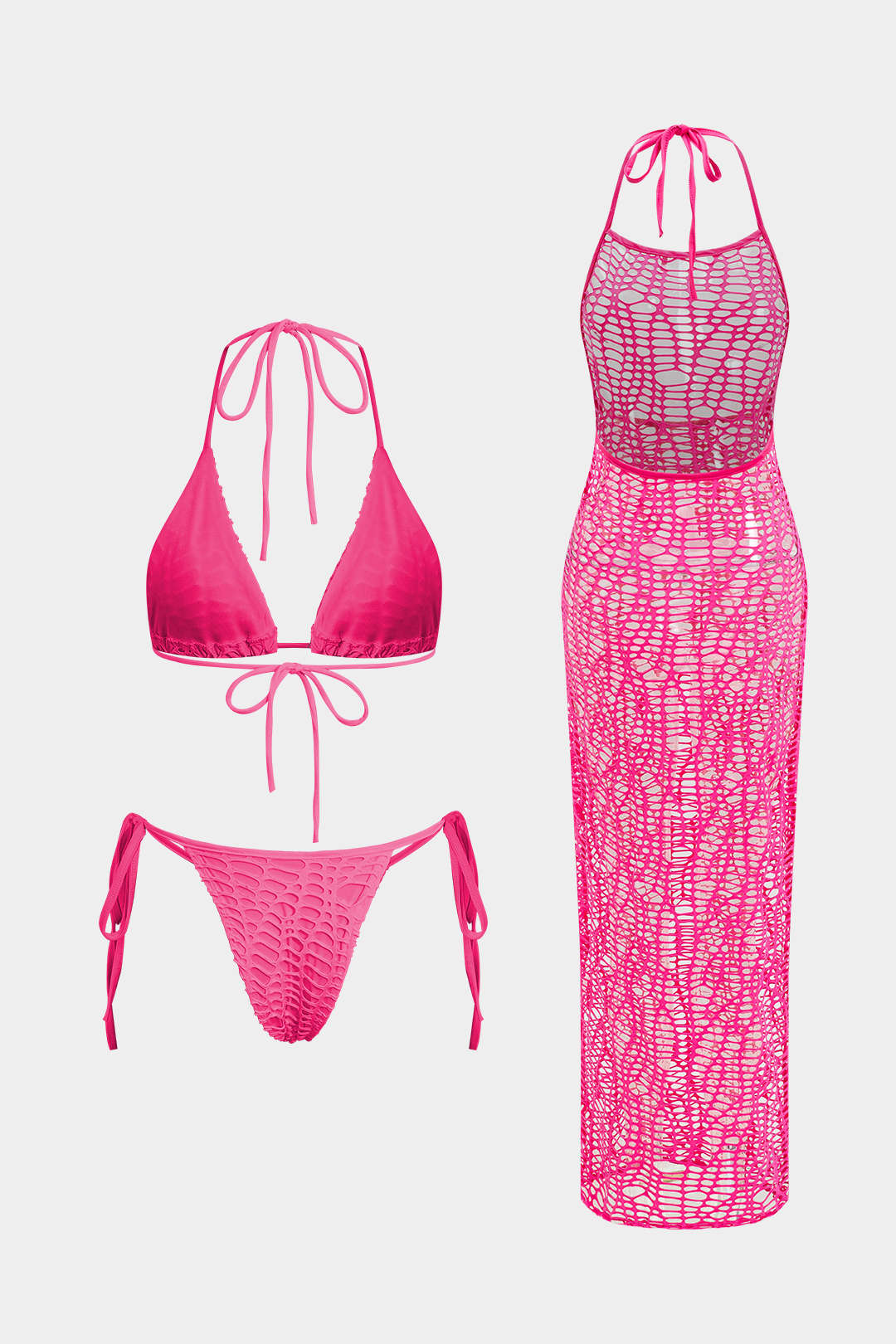Halter Yaka Bikini ve Mayo Eteği Pareo Takımı