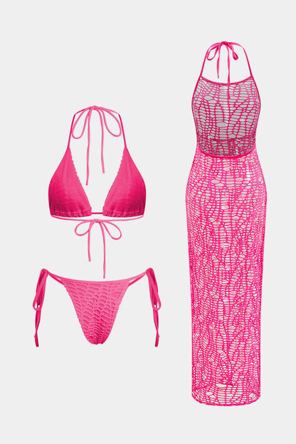 Halter Yaka Bikini ve Mayo Eteği Pareo Takımı