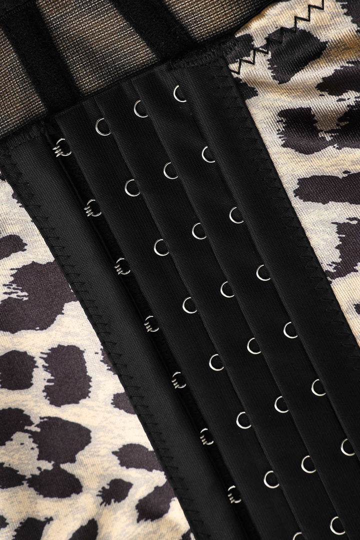 Leopar Desenli Sırt Dekolteli Büstiyer Slip Atlet