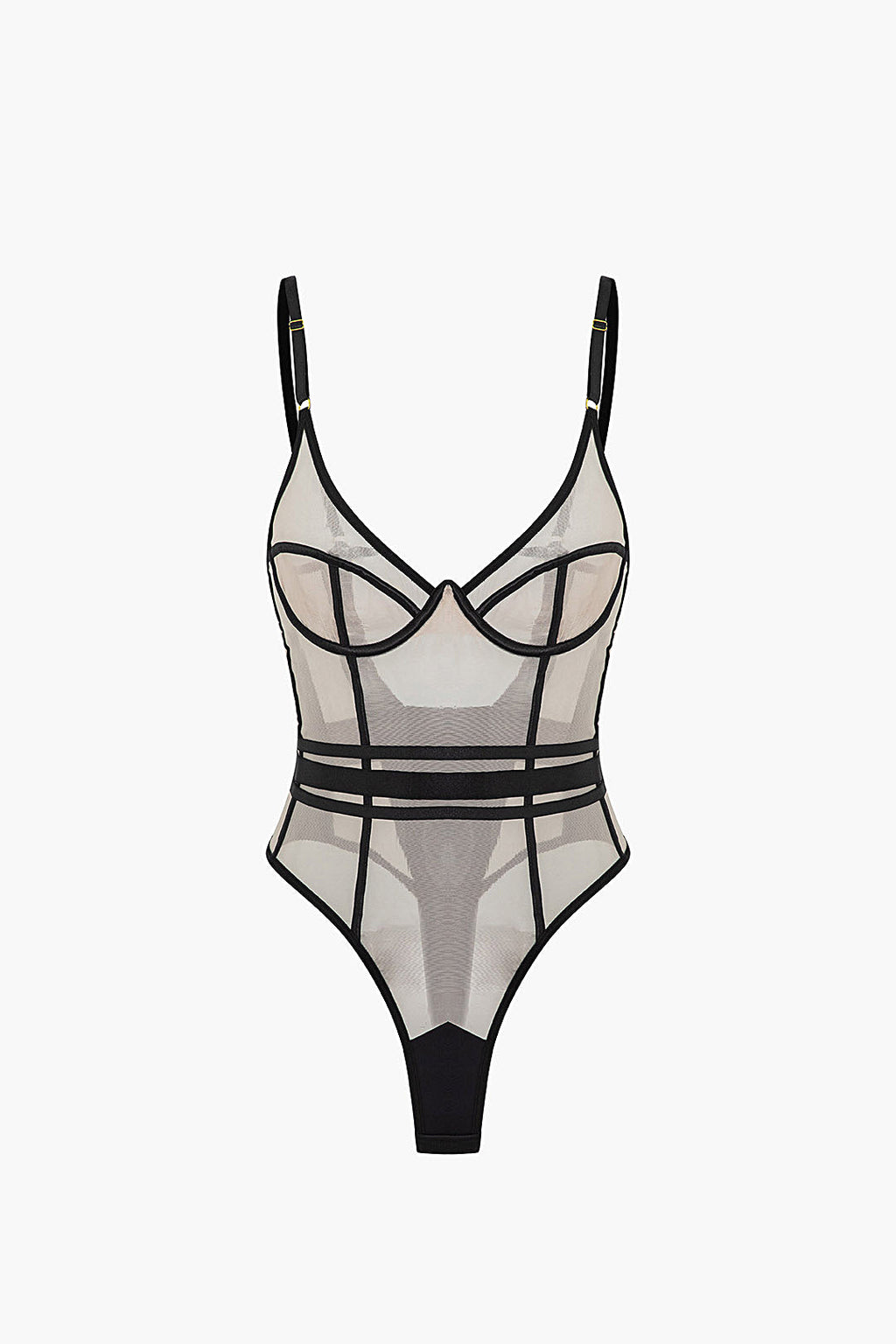 File Şeffaf Sırt Dekolteli Kolsuz Bodysuit
