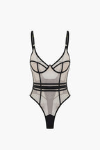 File Şeffaf Sırt Dekolteli Kolsuz Bodysuit