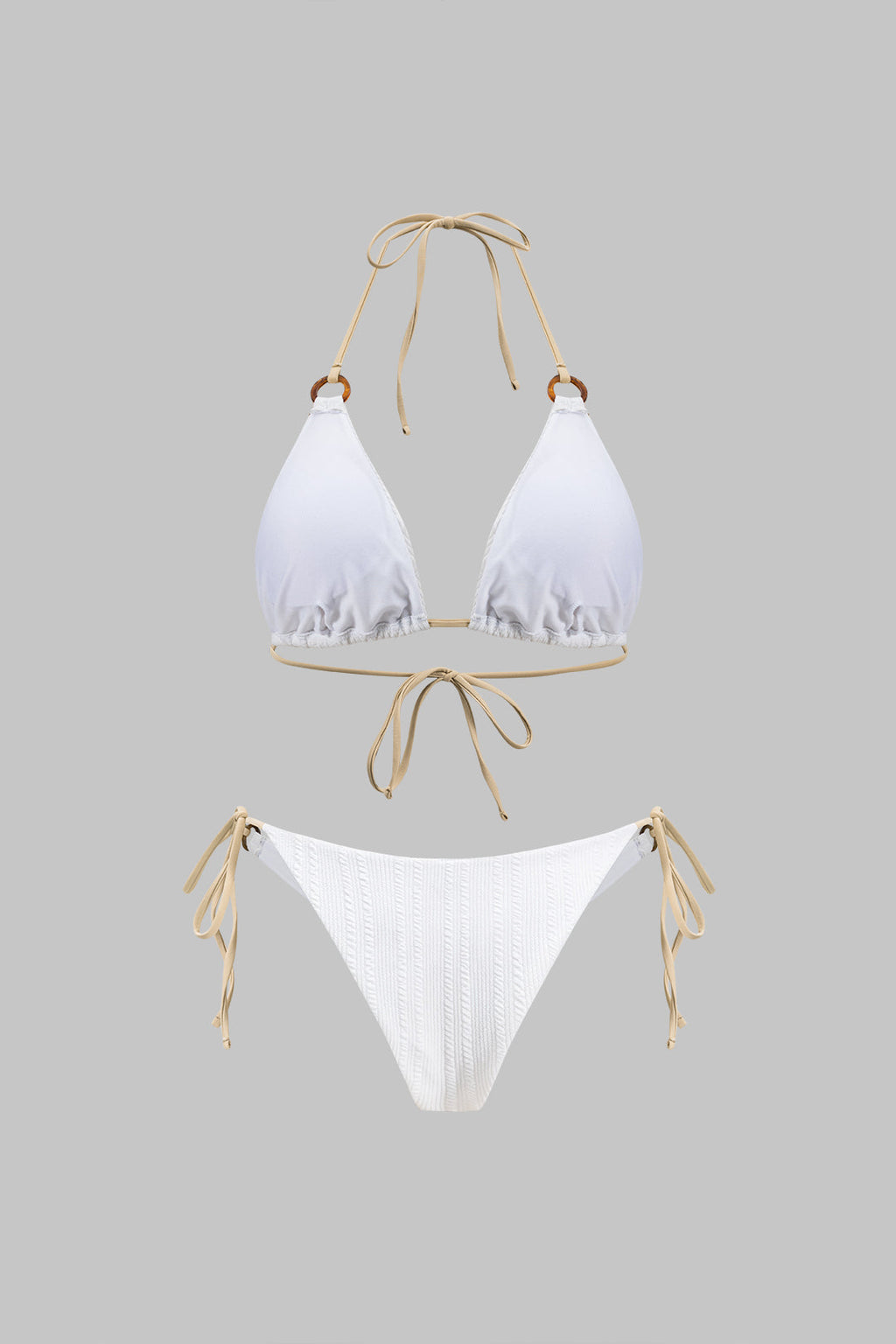 Kontrast Bağcıklı Sırtı Açık Bikini Takımı