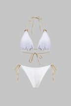 Kontrast Bağcıklı Sırtı Açık Bikini Takımı