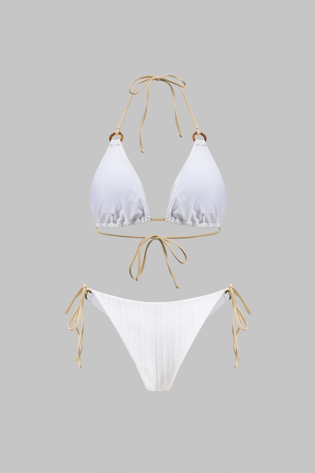 Kontrast Bağcıklı Sırtı Açık Bikini Takımı