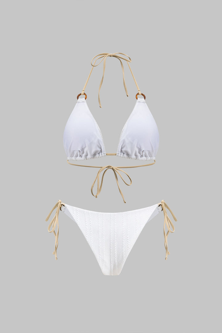 Kontrast Bağcıklı Sırtı Açık Bikini Takımı