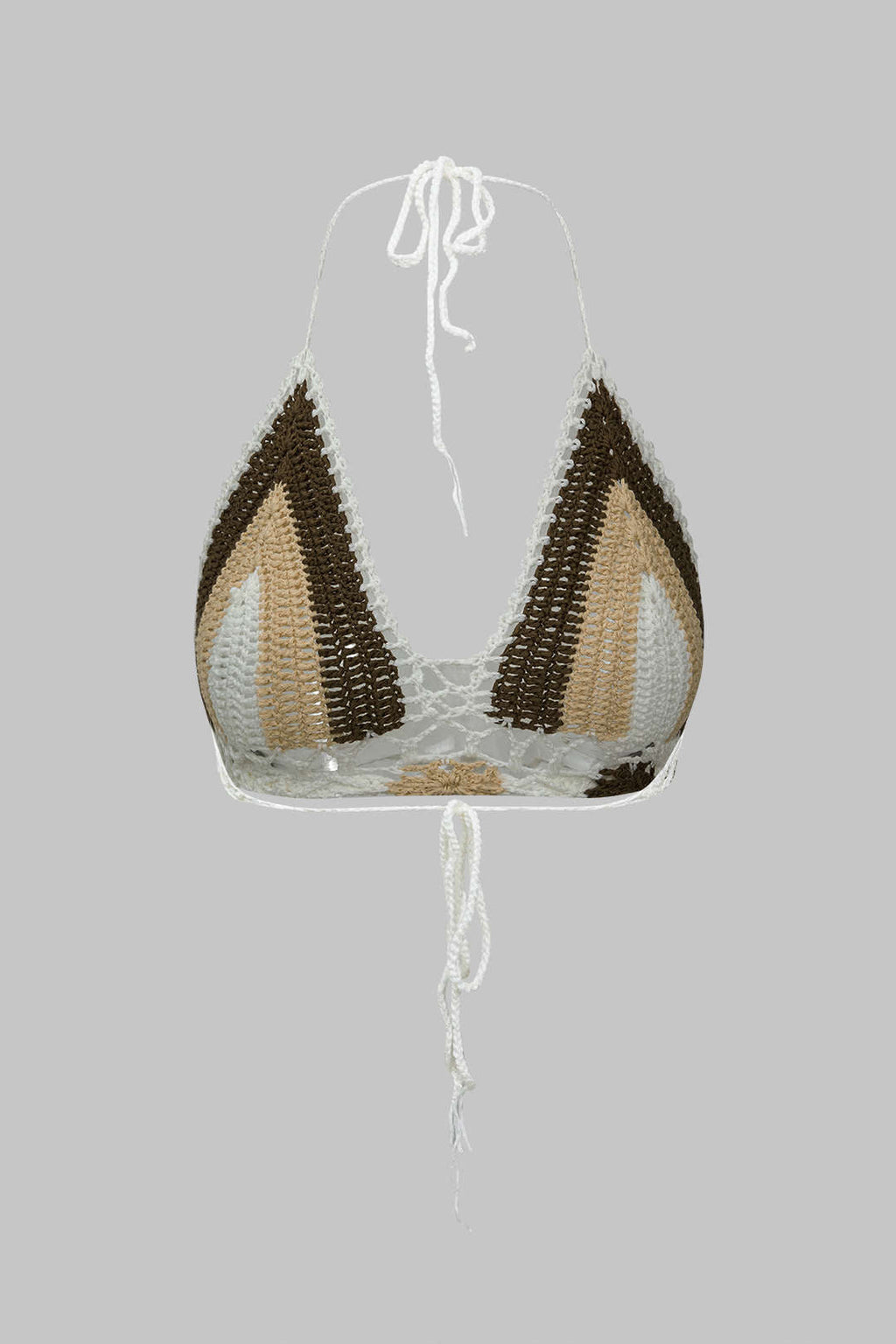 Kontrast Örgü Hollow-Out Bağcıklı Atlet ve Mayo Eteği Pareo Takım