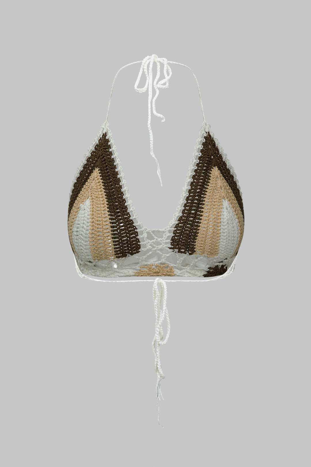 Kontrast Örgü Hollow-Out Bağcıklı Atlet ve Mayo Eteği Pareo Takım