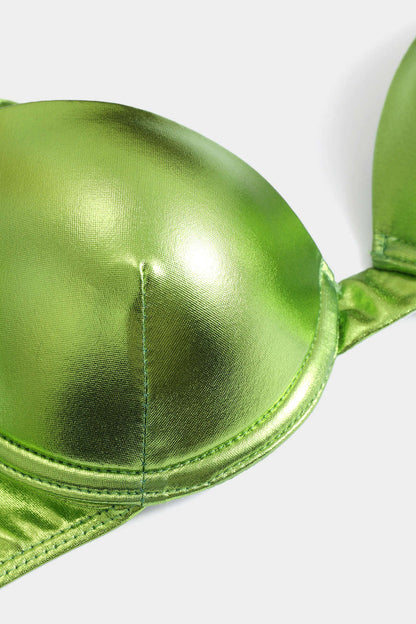 Büzgülü Sırt Dekolteli Şifon Bikini Takımı
