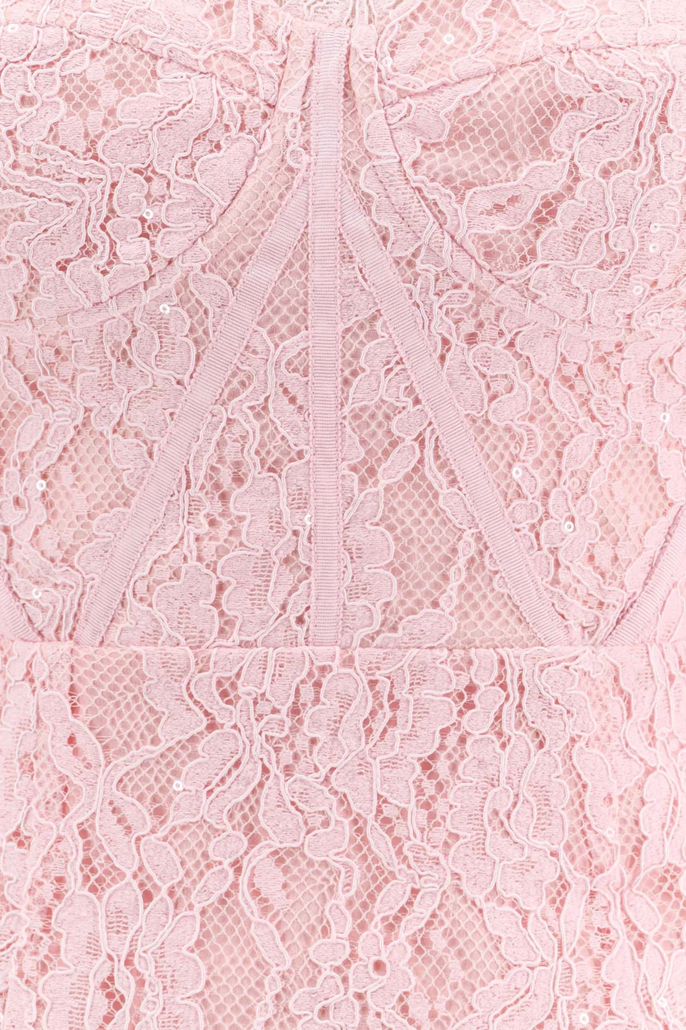 Kemerli  Dantel Midi Elbise