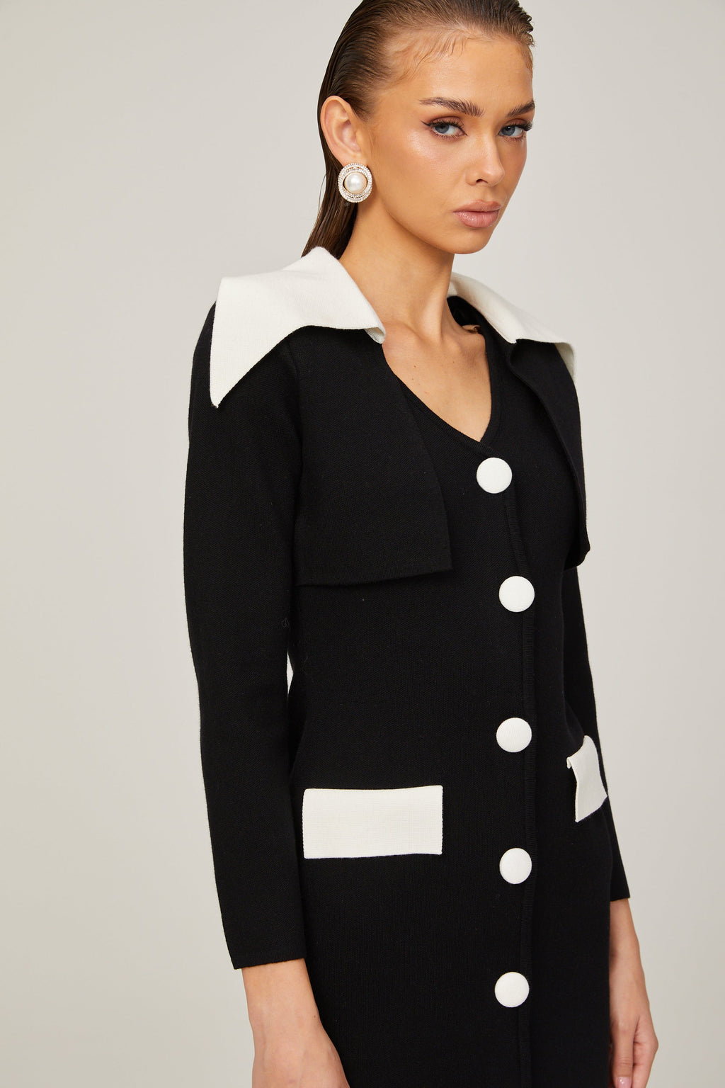 Enora kontrast mini elbise