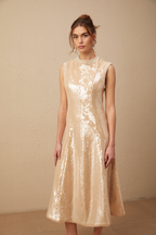 Ornella sahte inci payetli midi elbise