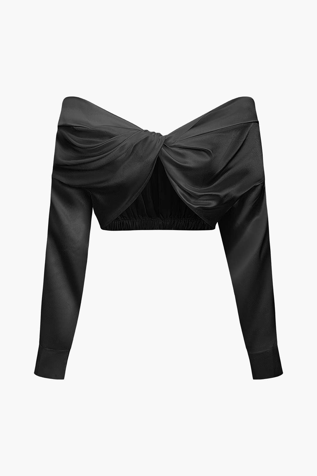Omuzları Açık Bükümlü Crop Bluz