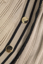 Renk Bloklu Desenli Örgü Düğmeli Metalik Cepli maksi Elbise