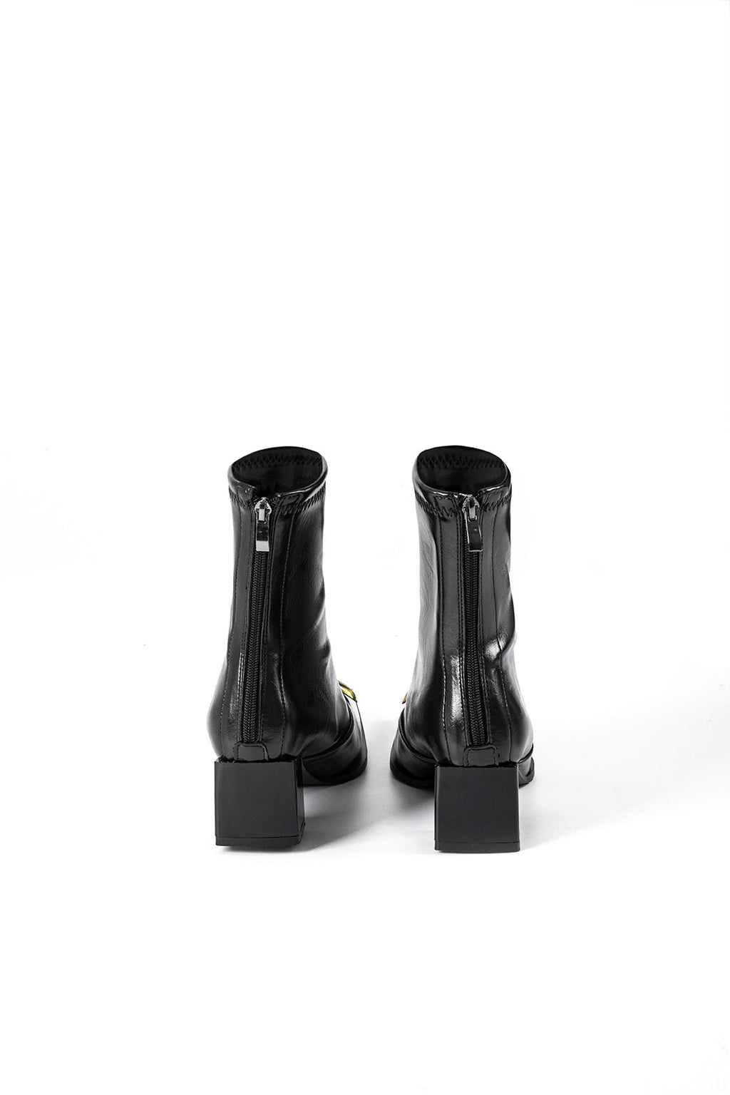 Deri Metalik Fermuarlı Kare Burunlu Bilekte Bot