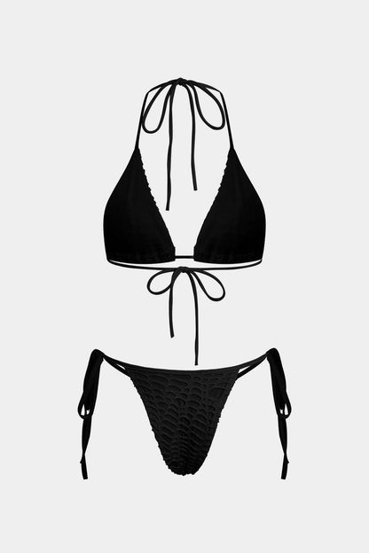 Halter Yaka Bikini ve Mayo Eteği Pareo Takımı