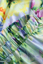 Çiçek Desenli Fırfırlı Karın Toparlayıcı Mayo ve Mayo Eteği Pareo Takım