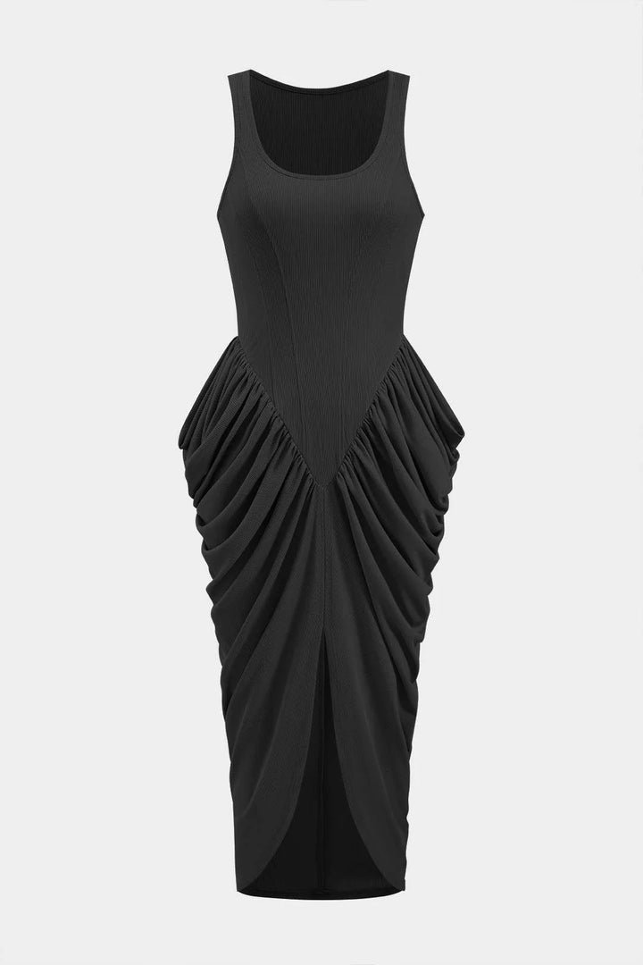 Büzgülü Korseli Maksi Elbise