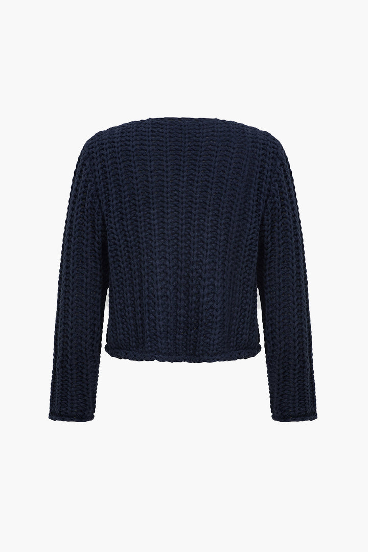 Örgü Düğmeli Cep Hırka