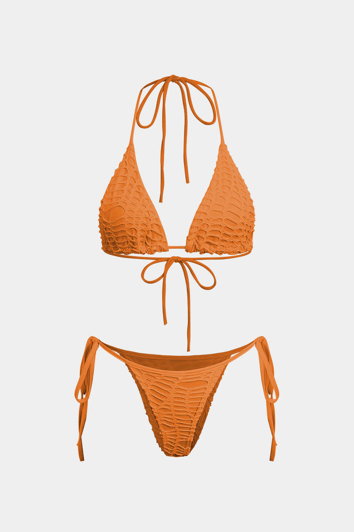 Halter Yaka Bikini ve Mayo Eteği Pareo Takımı