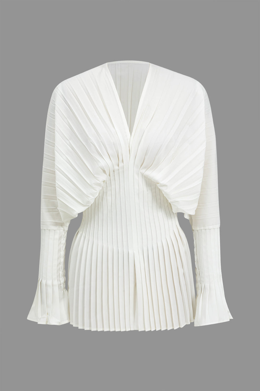 Piliseli Çan Kol V Yaka Mini Elbise