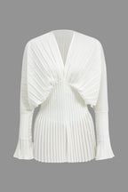 Piliseli Çan Kol V Yaka Mini Elbise